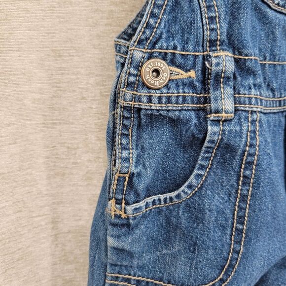 Oshkosh Vestbak Denim Blue Jean Kids Overalls Girls Pink Accents Size 2T - Picture 5 of 15